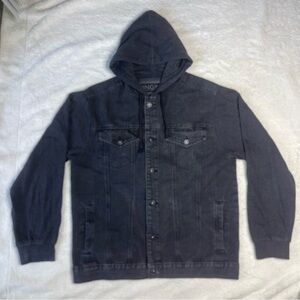 Ring of Fire Black Hooded Hybrid Denim Jacket